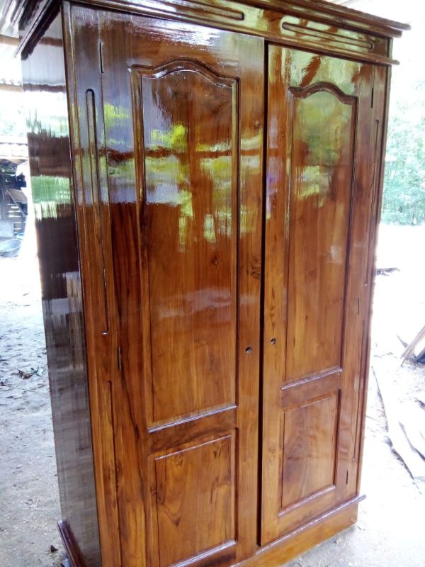 Lemari murah kayu jati pintu dua full rak baju
